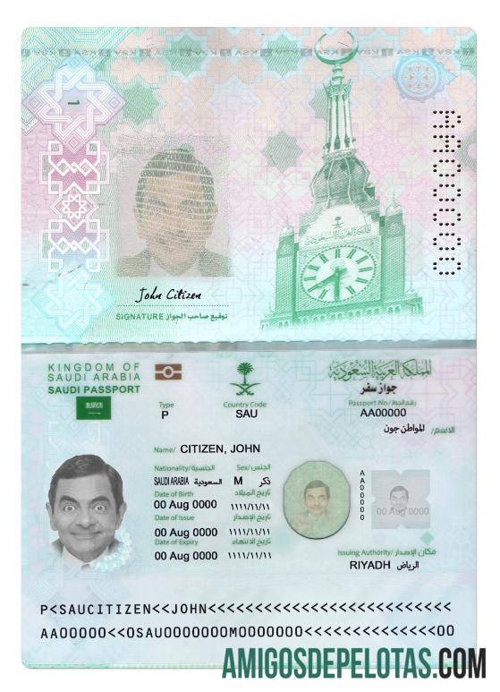 Passaporte da Arábia Saudita 2022 presente amostra